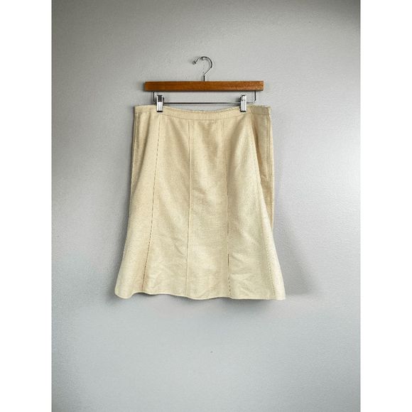 Marc Jacobs Straight Skirt High Rise Pleat Lines Knee Length Cream Size Small - Picture 6 of 7